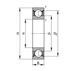 FAG  6302-2Z,  DIN 625-1 ׼Ҫߴ, ϶ܷ