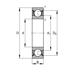 FAG  6218-2Z,  DIN 625-1 ׼Ҫߴ, ϶ܷ