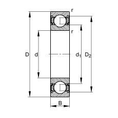 FAG  62209-2RSR,  DIN 625-1 ׼Ҫߴ, ഽܷ