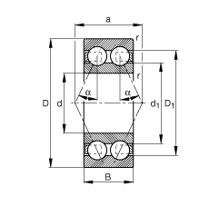 FAG ǽӴ 3204-B-TVH,  DIN 628-3 ׼Ҫߴ,˫,Ӵ  = 25