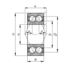 FAG ǽӴ 3810-B-2RSR-TVH, ˫,˫ഽܷ,Ӵ  = 25