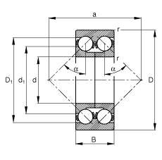 FAG ǽӴ 3310-DA-MA,  DIN 628-3 ׼Ҫߴ,˫,ɷ,ʷȦ,Ӵ  = 45