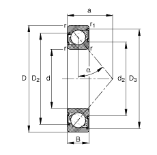 FAG ǽӴ 7202-B-2RS-TVP, Ҫߴ DIN 628-1 ׼,Ӵ  = 40,ഽʽܷ